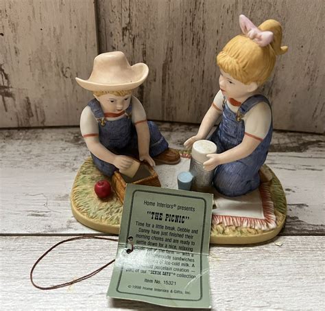 Homco Home Interiors Denim Days Debbie And Danny The Picnic Figurine