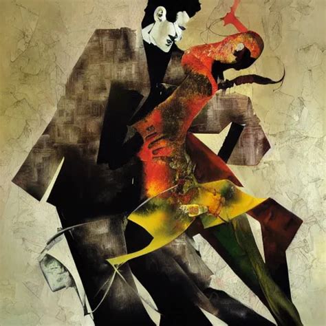 Tango Collage And Oil On Canvas By Dave Mckean And Stable Diffusion