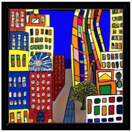 Colourful City Hundertwasser Stil 40 X 40 Mit Rahmen Kaufen Auf