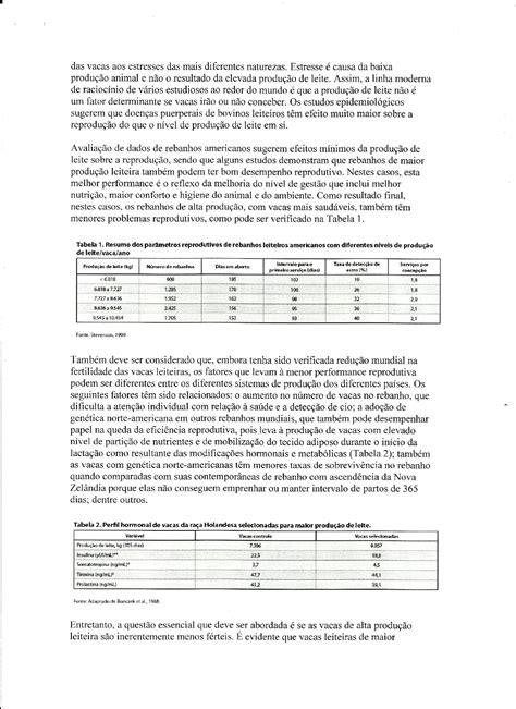 Balanço energetico negativo e eficiencia reprodutiva de vacas leiteiras