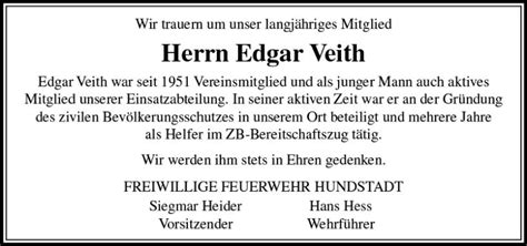 Traueranzeigen Von Edgar Veith Vrm Trauer De