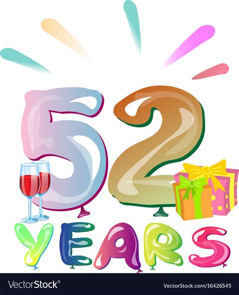 52 years anniversary celebration greeting card Vector Image