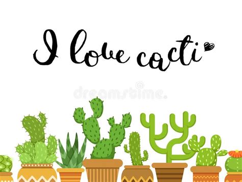 Vector El Ejemplo Con Los Cactus En Poner Letras De Los Cactus Del Amor