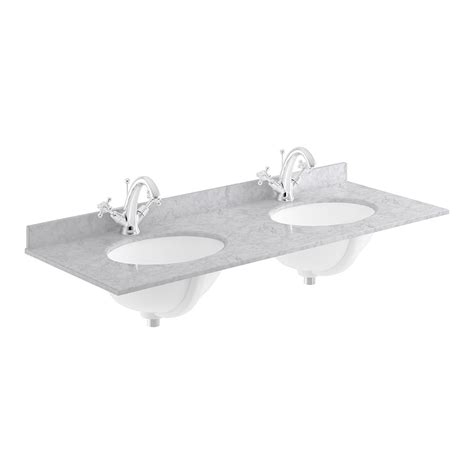 Old London By Hudson Reed 1200mm 4 Door Vanity Unit Double Bowl Grey