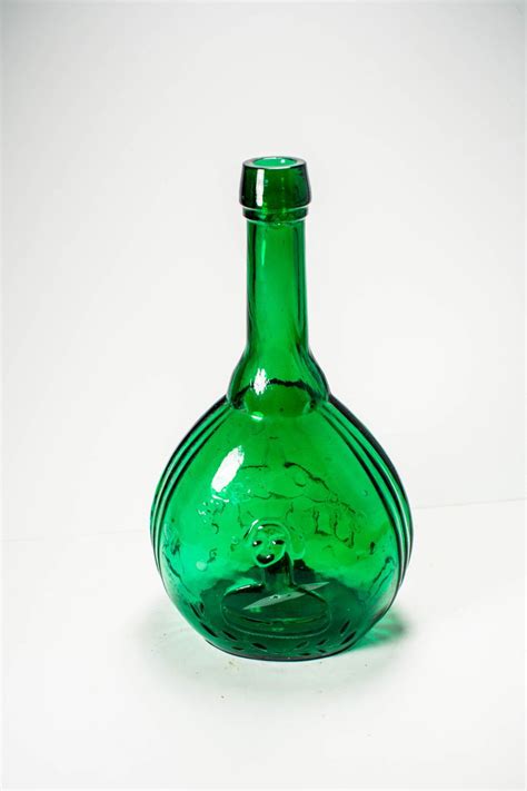 Antique Historical Flask 1930s Green Glass Bottle Jenny Lind Etsy Green Glass Bottles Glass