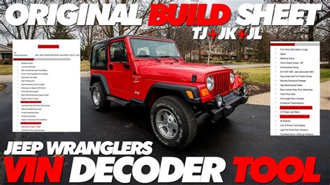 Jeep Wrangler Vin Build Sheet