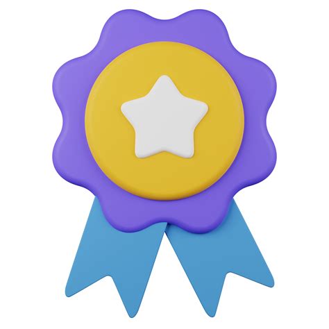 Winner Medal With Star And Ribbon D Icon Cartoon Minimal Style