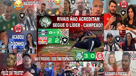 REAÇOES RIVAIS AO PALMEIRAS LÍDER APOS BRAGANTINO 2X2 BOTAFOGO E GREMIO