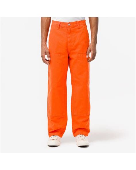 Stussy Canvas Work Pants In Orange For Men Lyst