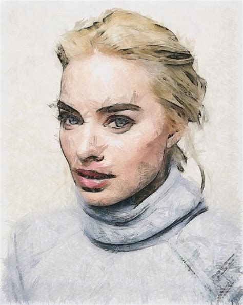 Margot Robbie Portrait Digital Art By Lilia Kosvintseva Hot Sex