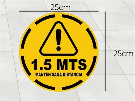 Señalamiento Sana Distancia Vinil Calcomanía Piso 25cm 8pz En Venta En