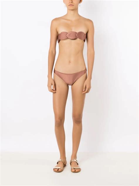 Adriana Degreas Geometric Orquidea Vintage Strapless Bikini In Brown