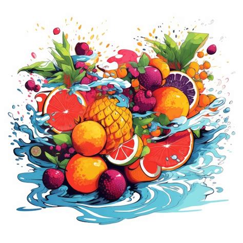 Splash De Frutas De Verano Vector Premium