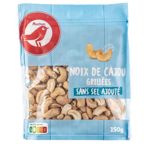 AUCHAN Noix de cajou grillées sans sel ajouté 150g pas cher Auchan fr