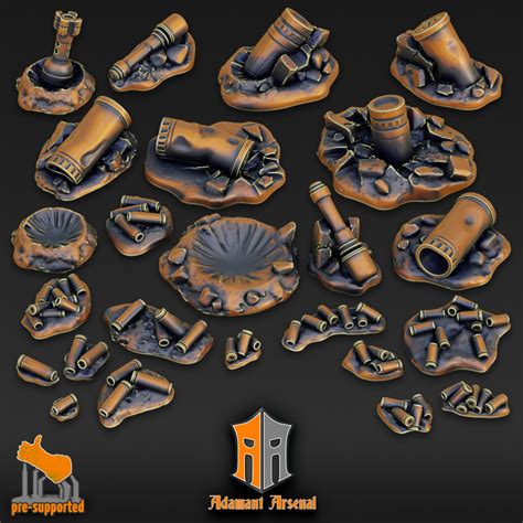 3d Printable Basing Bits Ammo Shells And Craters By Adamant Arsenal