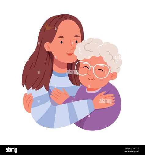 Happy Granddaughter Hugs Her Grandmother Greeting Card For