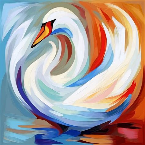 Pintura Estilo Cubismo De Um Cisne Foto Premium