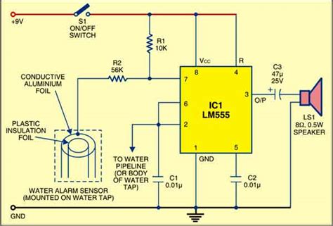 Water Supply Alarm Project Detailed Circuit Diagram Available