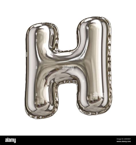 Silver Foil Balloon Font Letter H D Rendering Illustration Isolated On