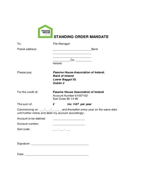 Fillable Online Standing Order Paymentswhat Is A Standing Order Fax