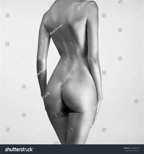 Black And White Portrait Beautiful Nude Woman Sexy Stock Photo