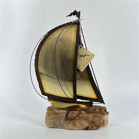 John Demott Brutalist Art Sculpture Copper Brass Metal Sailboat On