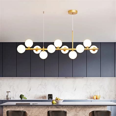 Nordic Modern Led Pendant Light Luz Dourada Bola De Vidro Pendurado L