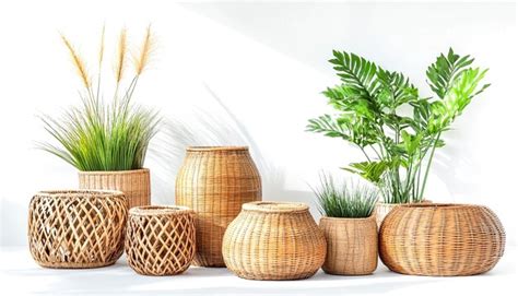 Collection Of Outdoor Garden Rattan Straw On A White Background