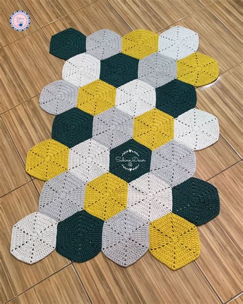 Tapete De Sala De Croch Hex Gono Elo Produtos Especiais