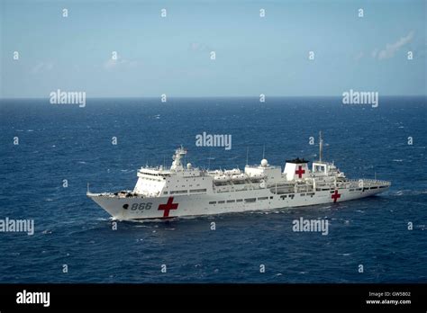 Chinese Navy Hospital Ship Peace Ark Steams In Close Formation During