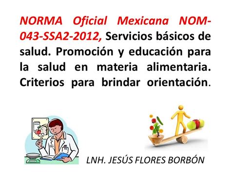 NORMA Oficial Mexicana NOM 043 SSA2 2012 Servicios básicos de salud