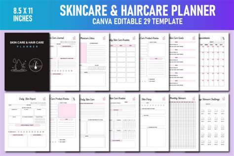 Skincare And Haircare Planner Canva Kdp Graphic By Lavlu Creative Zone