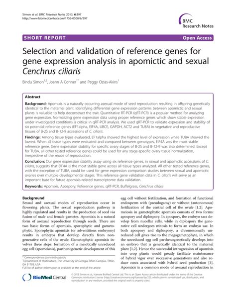 Selection And Validation Of Reference Genes For Cenchrus Ciliaris