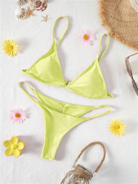Bikinx Solid Triangle Bikini Set For Summer Beach Shein Usa
