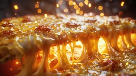 premium photo cheesy pizza  extra melted cheese flavor