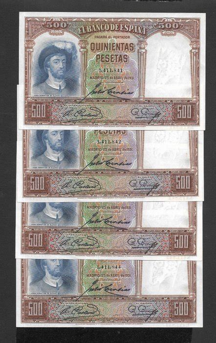 Spain 4 X 500 Pesetas 1931 Pick 84 Consecutives Catawiki