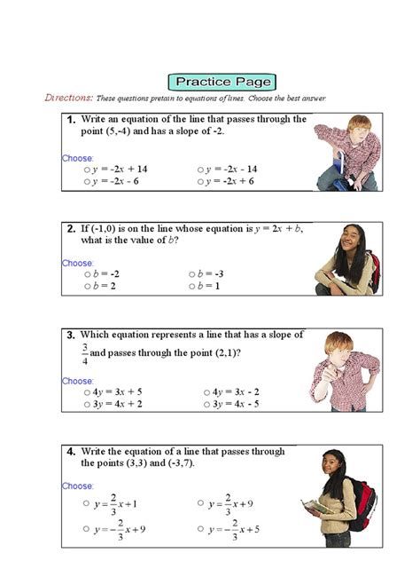 Equations Of Straight Lines Practice Mathbitsnotebook A1 Ccss Math