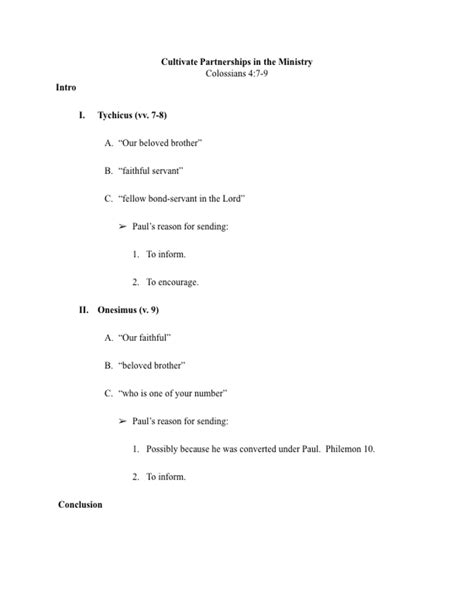 Sample Sermon Outline Template