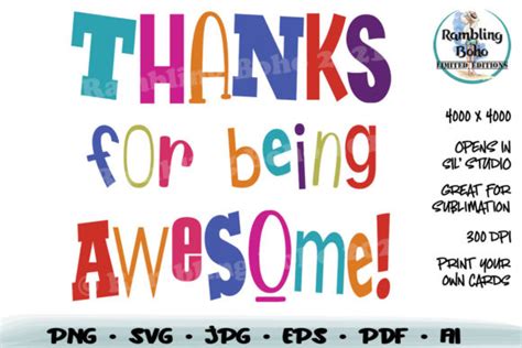 Thanks For Being Awesome Graphic By Ramblingboho Creative Fabrica