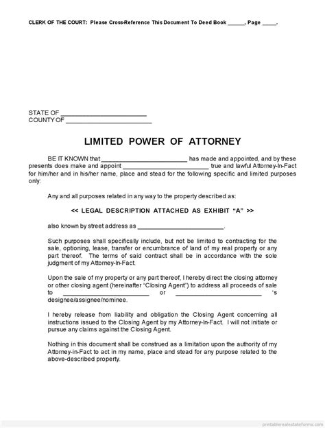 Sample Limited Power Of Attorney Form Power Of Attorney Form Power
