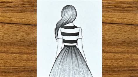 Easy Girl Backside Drawing How To Draw A Girl With Beautiful Dress