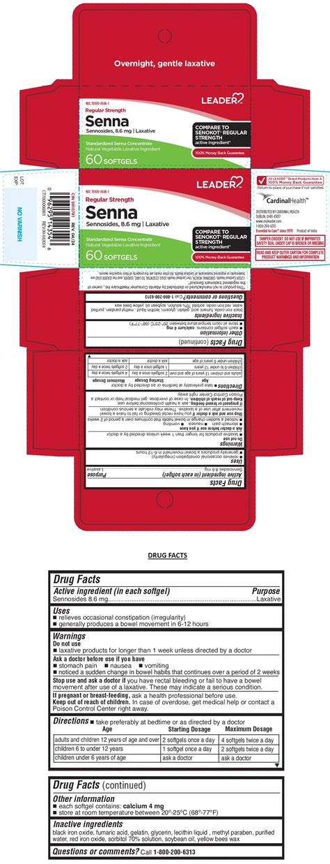 Leadertm Regular Strength Senna Laxative Softgels