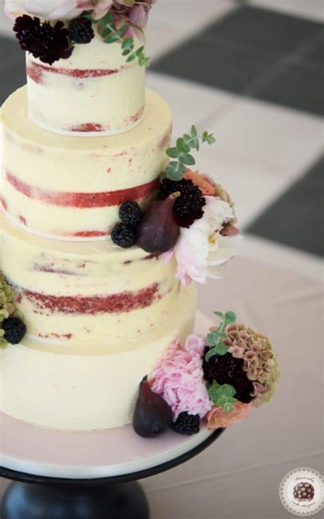 Peony Fruit Semi Naked Wedding Cake Mericakes Cake Designer