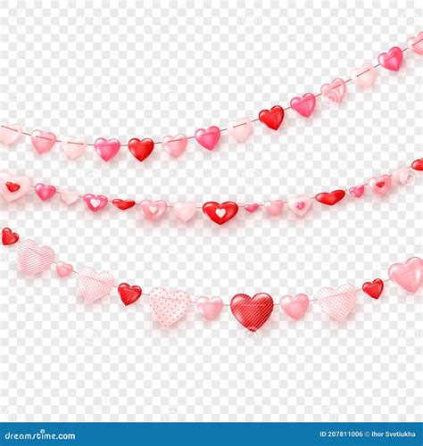 Garlands Of Hearts Valentine`s Day Or Wedding Day Decoration Elements