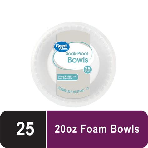 Great Value Everyday Disposable Foam Bowls 20 Oz 25 Ct Droneup Delivery