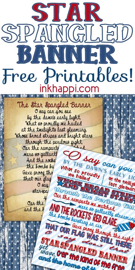 The Star Spangled Banner ...Some Facts and Printables - inkhappi