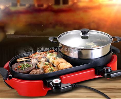 No Smoking Korean Electric Bbq Grills With Hot Pot Pan Korean Bbq Grill Table Hj Bbq Buy