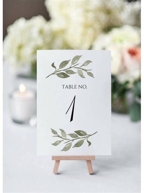 Greenery Table Numbers Greenery Table Numbers Template Elegant