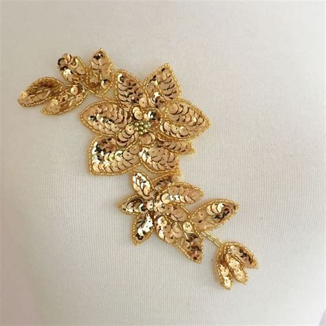 Floral Motif Sequin Applique Shine Trim