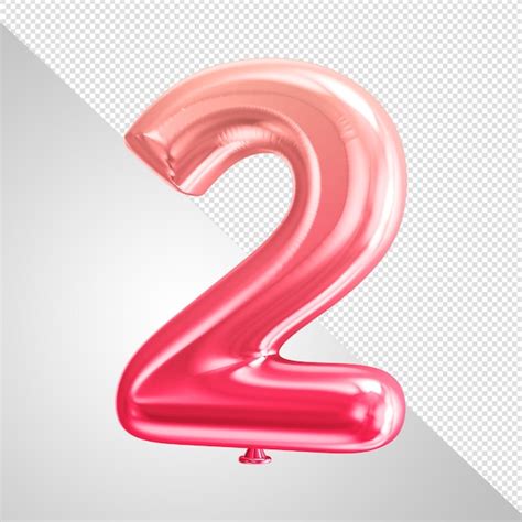 Premium PSD | A red balloon with the number 2 on it.